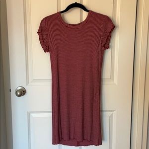 Red & White Striped T-Shirt Dress
